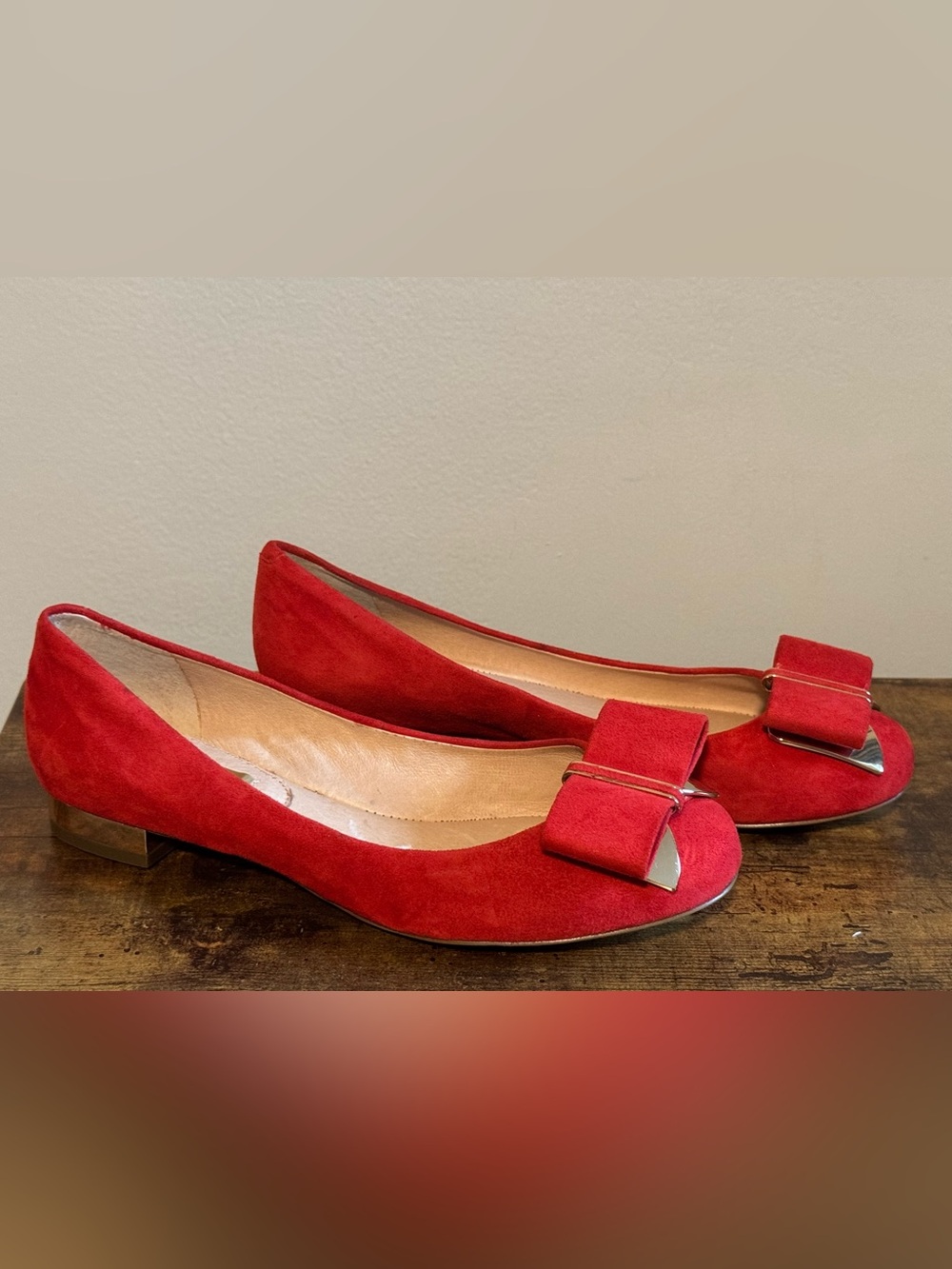 Louise et Cie Red Suede Bow Flats Size 7